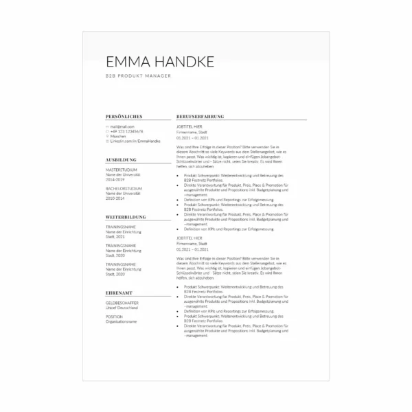 06 - CV po niemiecku wzór – prosty szablon dla Polaków pracujących w Niemczech 2