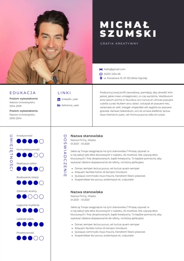 01 - Cv wzór dwustronny, List Motywacyjny, Curriculum Vitae przykładowy wzorzec 1 01 - Cv wzór dwustronny, List Motywacyjny, Curriculum Vitae przykładowy wzorzec 1