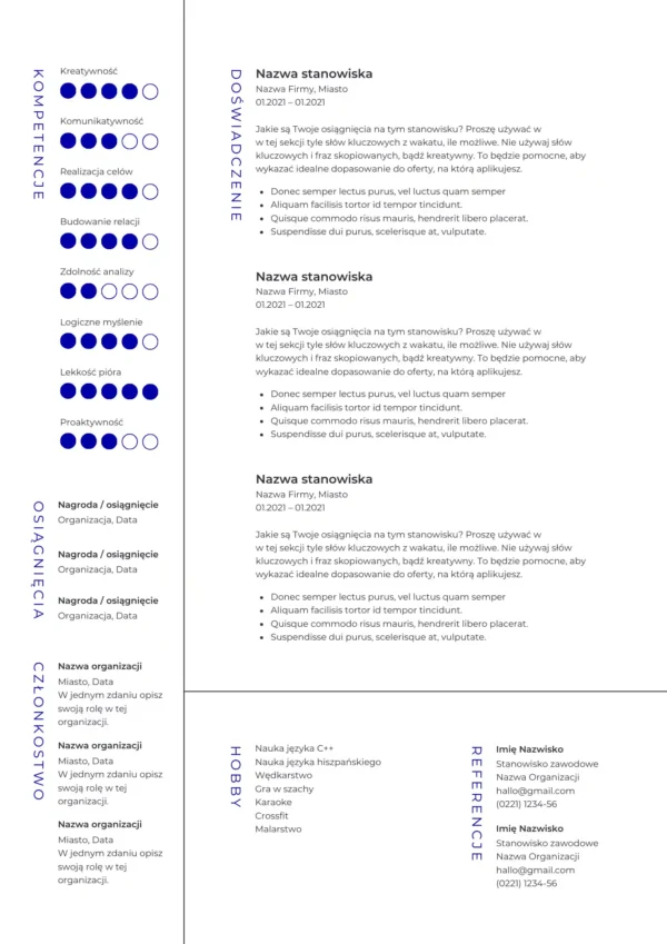 01 - Cv wzór dwustronny, List Motywacyjny, Curriculum Vitae przykładowy wzorzec 2 01 - Cv wzór dwustronny, List Motywacyjny, Curriculum Vitae przykładowy wzorzec 2