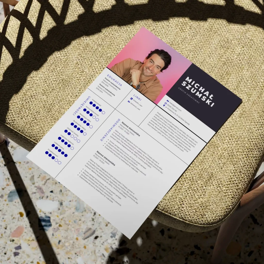 01 - Cv wzór dwustronny, List Motywacyjny, Curriculum Vitae przykładowy wzorzec 4