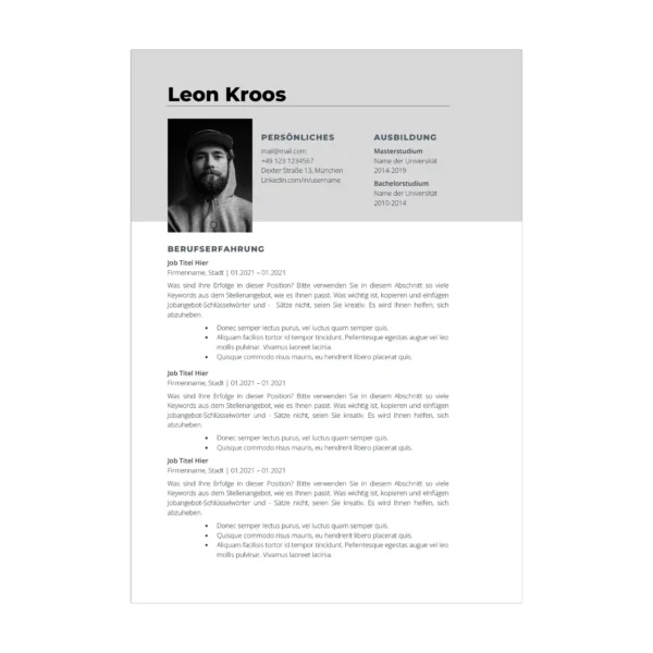 11 - CV po niemiecku wzór Microsoft Word – uniwersalny ATS Curriculum Vitae w DOCX 3