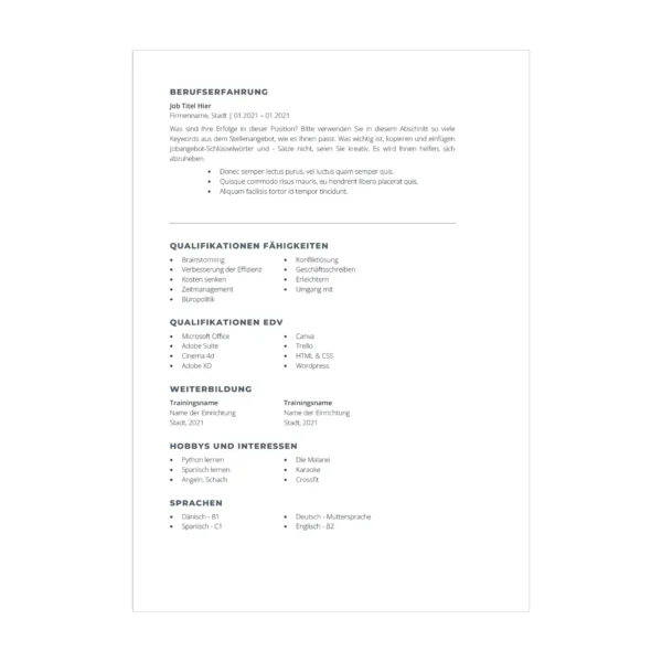 11 - CV po niemiecku wzór Microsoft Word – uniwersalny ATS Curriculum Vitae w DOCX 4