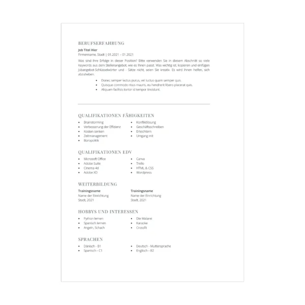12 - CV po niemiecku wzór Microsoft Word - klasyczny życiorys i list motywacyjny ATS 4