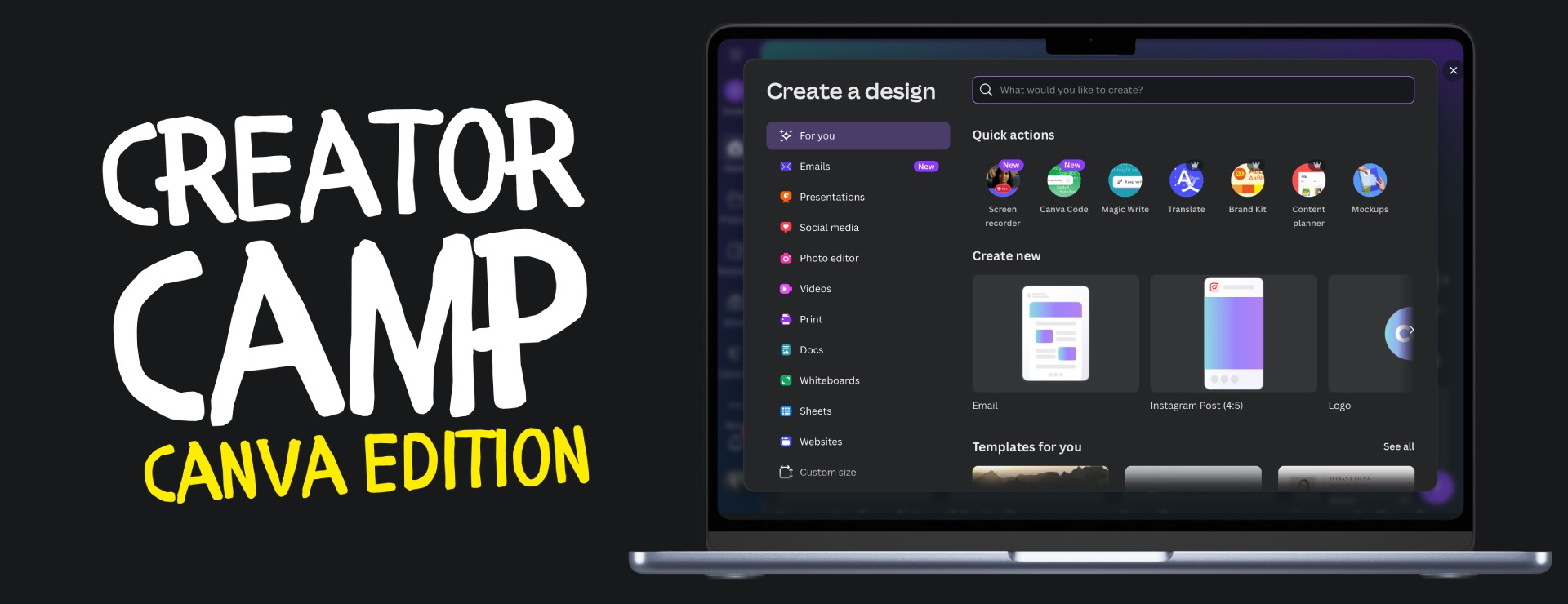 creator camp canva edition - hero baner