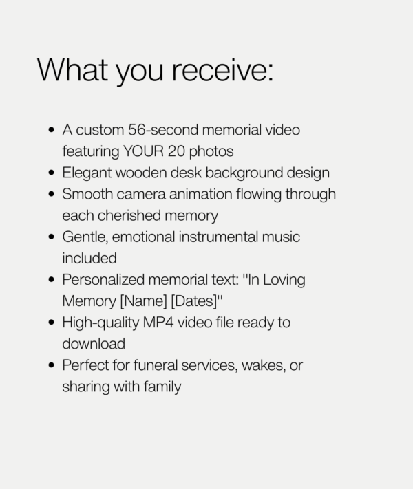 Custom Funeral Slideshow With Your 20 Photos-Celebration of Life Video-2