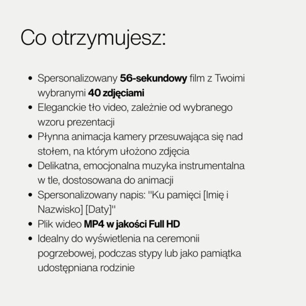 Pamiątkowe Video na Pogrzeb - Film z Twoimi 40 Zdjęciami - Usługa - 1